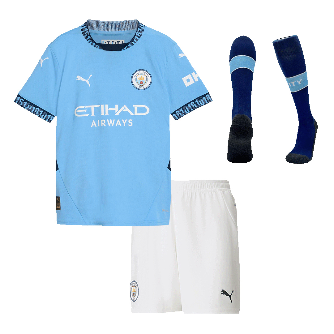 Kid's Manchester City Home  Football Shirt Kit(Jersey+Shorts+Socks) 2024/25 Best Football Kits Shop