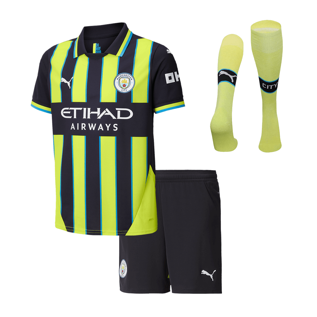 Kid's Manchester City Away  Football Shirt Kit(Jersey+Shorts+Socks) 2024/25 Best Football Kits Shop