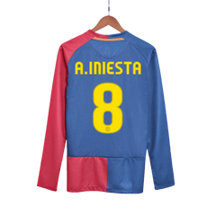 Retro A.INIESTA #8 2008/09 Barcelona Home Long Sleeve  Football Shirt- UCL Final Best Football Kits Shop